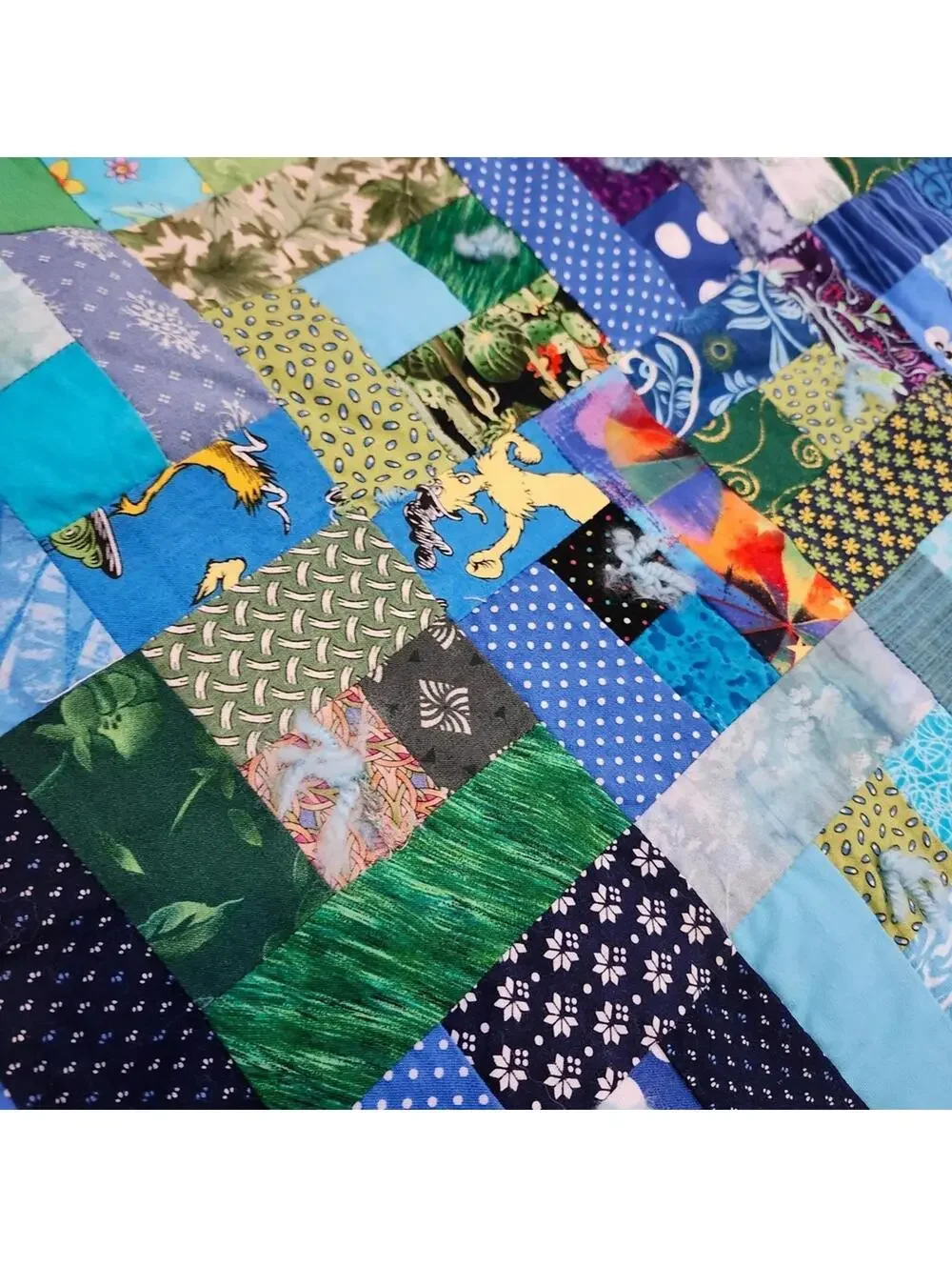 Colorful Handmade Patchwork Quilt 36 x 40 Inch
